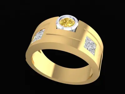 Gemstone Diamond Men Ring 3D Model 1565 3D print model
