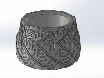Monstera deliciosa texture vase 3D print model