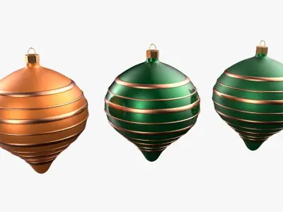 Christmas Tree Ornament Set9 - Green Orange 3D model