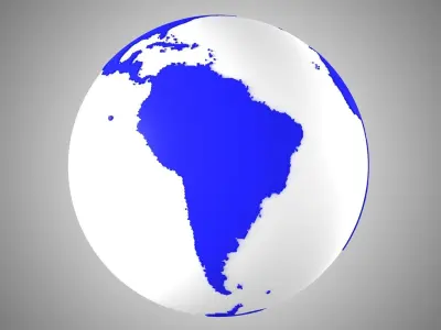 Solid Color Dark Blue White Globe 3D model