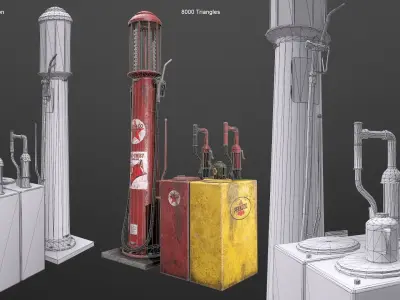 Gas Station videogame asset Low-poly 3D model