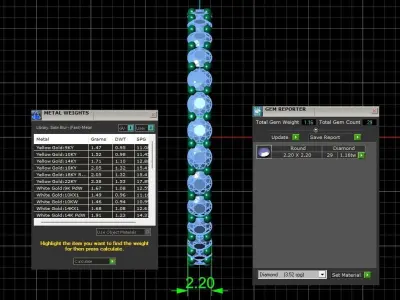 U Shaped Eternity Ring 2 point 2 mm stone size swiss 19 and EU59 3D print model