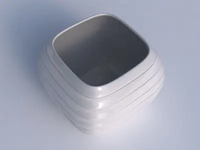 Bowl semi-quadratic with smooth horizontal dents 2 3D print model