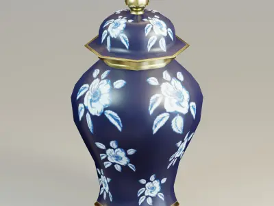  Floral ginger jar Low-poly 3D model