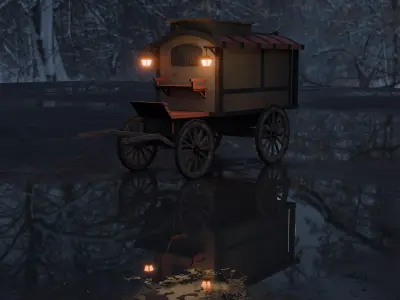 Medieval Carriage Low-poly 3D model from CGTrader