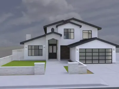MODERN HOUSE 2 STORY 4 BEDROOMS 2 CAR GARAGE RESIDENTIAL 3D model