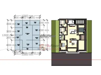 House 10x12m code 410 - Sketchup 3D model
