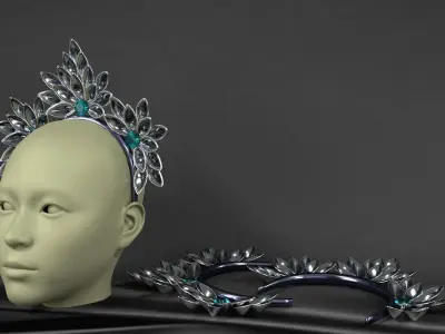 Headband 2 headpiece with crystals 3D model