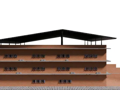 Model of Modern Three Story School Building  Architectural  Low-poly 3D model
