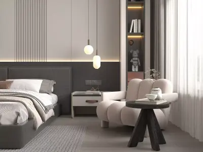 Modern Bedroom Scene 42 3D model