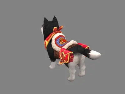 Cartoon husky mount - puppy dog Low-poly 3D model