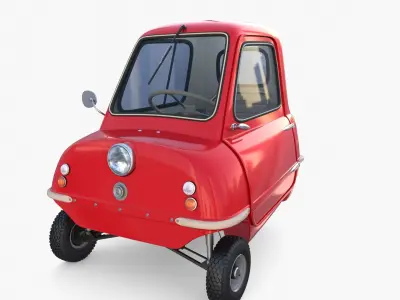 Peel P50 Red with interior and chassis 3D model