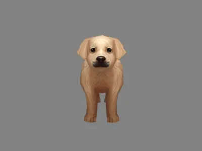 Cartoon puppy - brown dog Low-poly 3D model