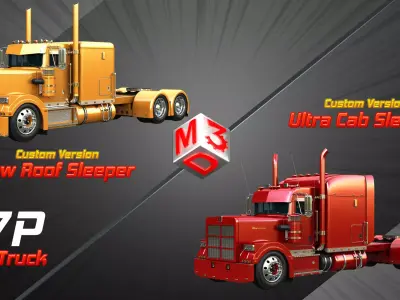 57P Semi Trucks - Custom Semi Trucks  2 in 1 3D Model Collection