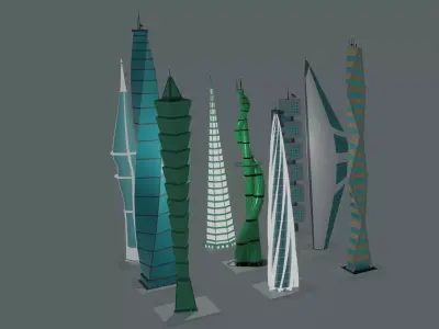 Towers  Free low-poly 3D model