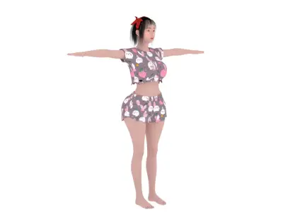 A woman big ass beauty model game character model in FBX format 3D model