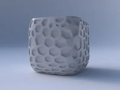 Vase quadratic stumpy with organic dents 3D print model