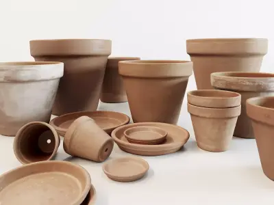 Terracotta Pot Set 3D model