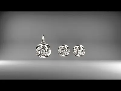 3D model pendant and earrings 05 3D print model