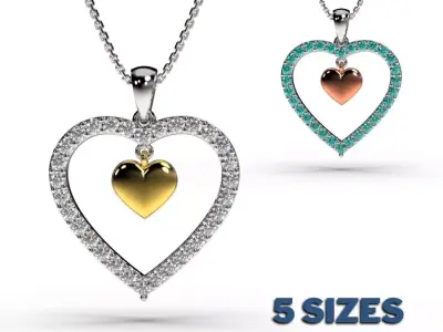 HEART PENDANT LOVE SIGN - Diamonds Valentines Day 3D print model