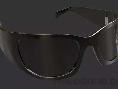 PRADA PR A19S 1AB5S0 Black Dark Grey Men Sunglasses Low-poly 3D model