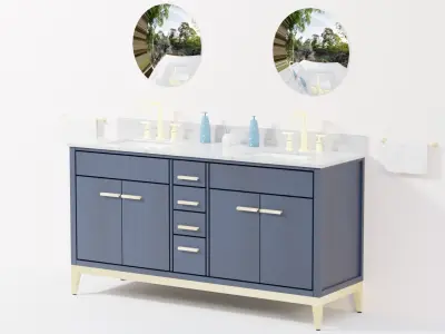 Beatrice Double Sink Navy Blue Bath Vanity Free 3D model