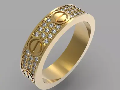 Love Paved Wedding Ring  17 9mm 3D print model