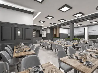  Luxury Restaurant and Bar Scene - Ready to Render 3D model