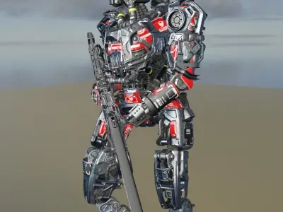 Sci-Fi Assault Soldier Low-poly 3D model