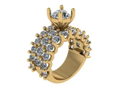 Wide Luxury Ring With Diamonds 4041 3D print model