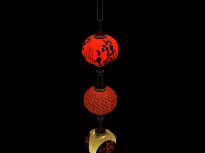 Chinese  red  lantern   Low-poly 3D model
