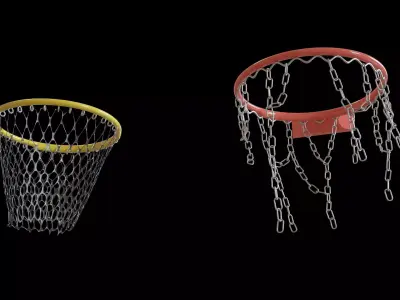 Basketball hoop net chain and cloth animation 10 assets Low-poly 3D model