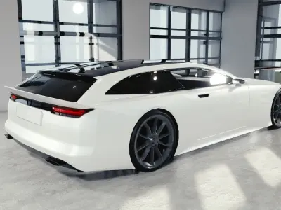 BLENDER EEVEE Brandless Sports GT shooting brake Low-poly 3D model