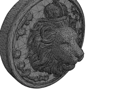 Golden Crowned Lion Medallion Emblem Low-poly 3D model