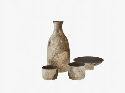 Brown Stains Sake Set 3D model