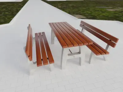 Street Furniture - Bench and Table 3D model