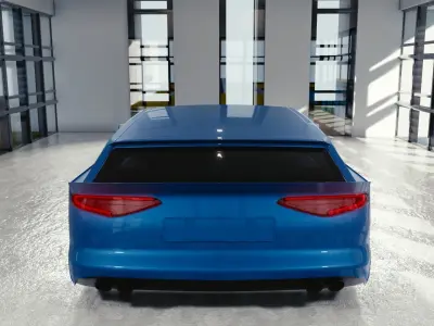 BLENDER EEVEE Brandless Sports GT shooting brake Low-poly 3D model