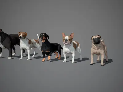 Companion Dog Pack Low-poly 3D model