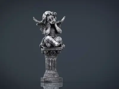 Angel statue of gargoyle Low-poly 3D model