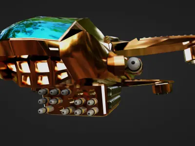 Golden Assault Spacecraft Sci-Fi Game Ready Ship Low-poly 3D model