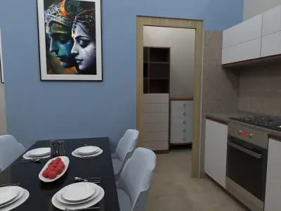 2 BHK Apartment Interior with Assets 3D model