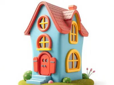 Whimsical Cartoon House Model Pack Low-poly 3D model