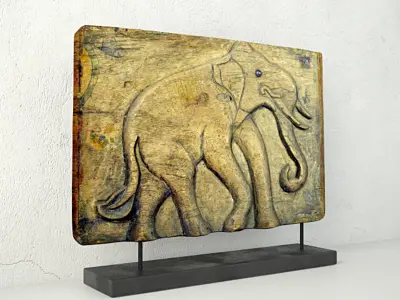 Thai Chiang Mai Bas Relief Wooden Carving 3D model