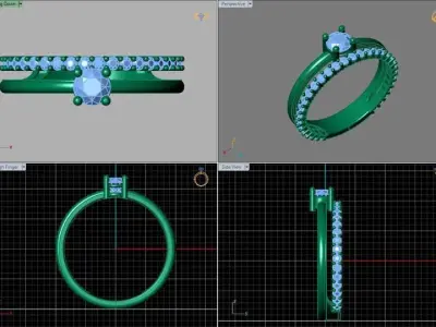 Women Ring 3DM STL Diamond Render Printable 3D print model