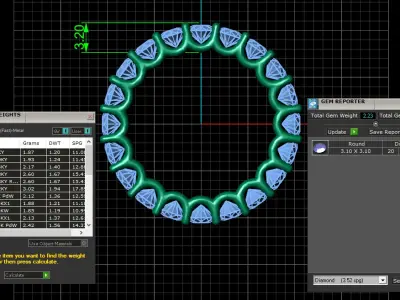 U Shaped Eternity Ring 3 point 1 mm stone size swiss 8 and EU48 3D print model