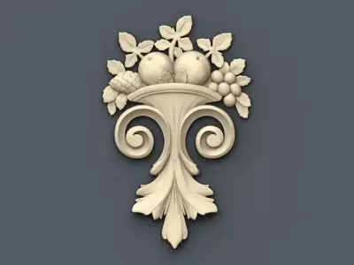 Decor 6 ornate ornament with flowers and leaves 3D print model