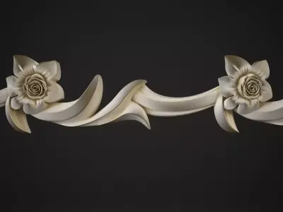 Moulding decorative scroll with flowers 3D model