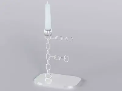 Alphabet F Chain Silver Candleholder 3D Model True 4K PBR Render Low-poly 3D model