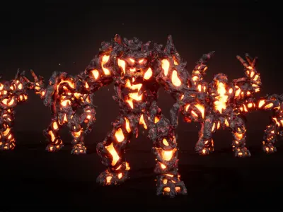 Hell Golem Slayer Low-poly game engine ready 3D model Low-poly 3D model