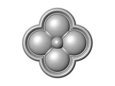 Carved gothic clover rosette applique relief 3D print model